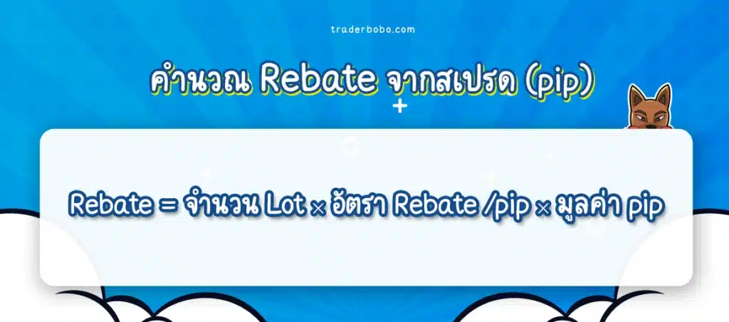 สูตรคำนวณ Rebate จากสเปรด (pip) สูตรคำนวณ Rebate จากสเปรด (pip)
