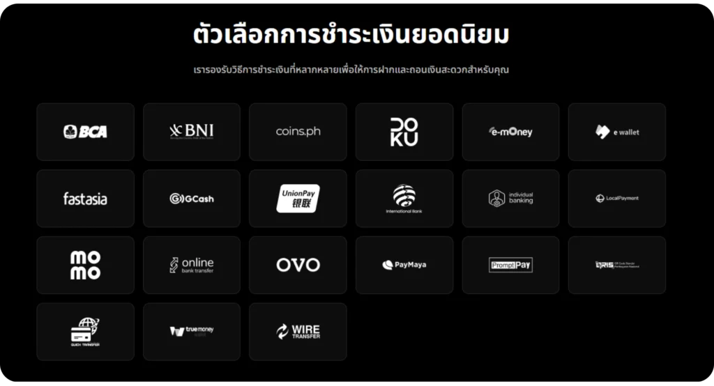 ช่องทางการฝากและถอนเงินที่เร็วของโบรกเกอร์ IUX