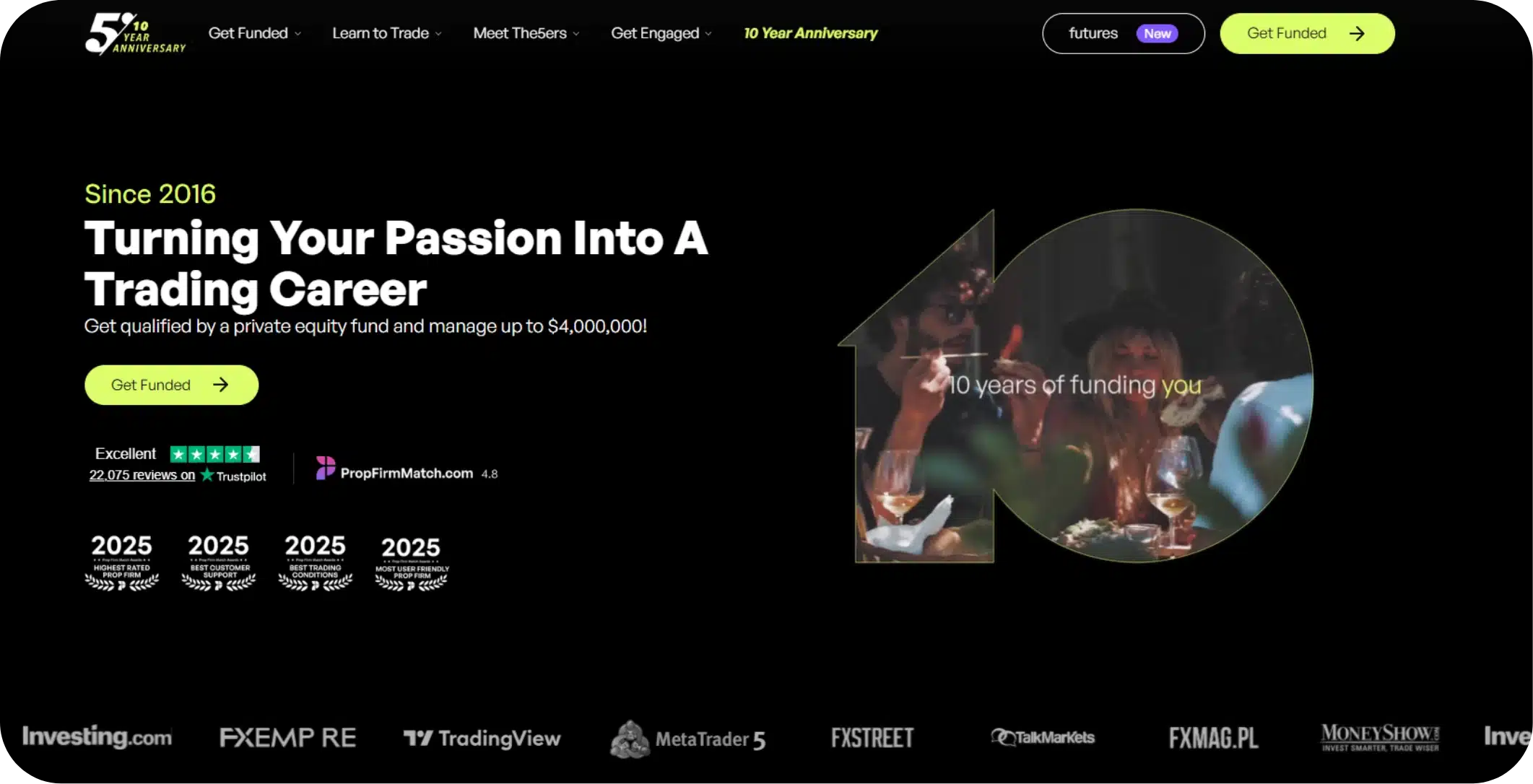 หน้าเว็บไซต์ The5ers