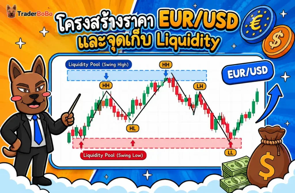 โครงสร้างราคา EUR/USD และจุดเก็บ Liquidity โครงสร้างราคา EUR/USD และจุดเก็บ Liquidity