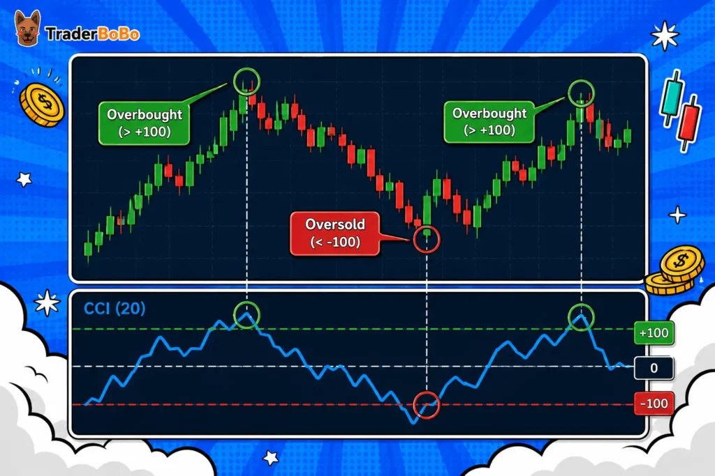 กราฟแท่งเทียน Forex พร้อมอินดิเคเตอร์ cci indicator แสดงระดับเส้นเทคนิค กราฟแท่งเทียน Forex พร้อมอินดิเคเตอร์ cci indicator แสดงระดับเส้นเทคนิค