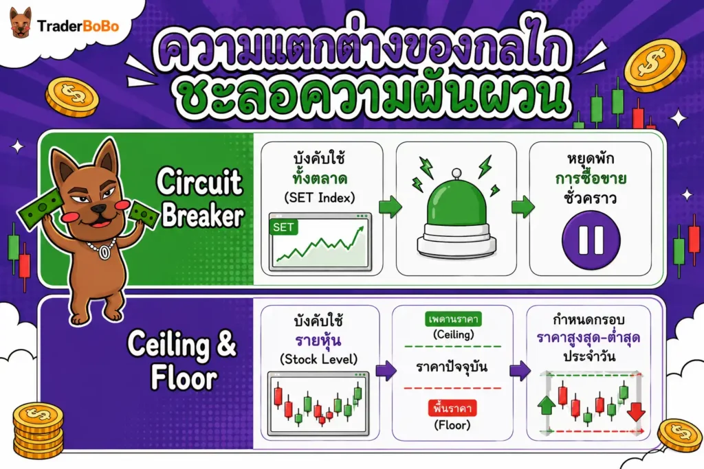 ความแตกต่างระหว่าง Circuit Breaker และ Ceiling Floor ในหุ้นไทย