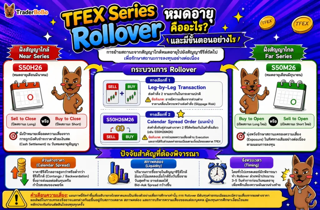 แผนภาพแสดงกลไกการ Rollover TFEX Futures แผนภาพแสดงกลไกการ Rollover TFEX Futures