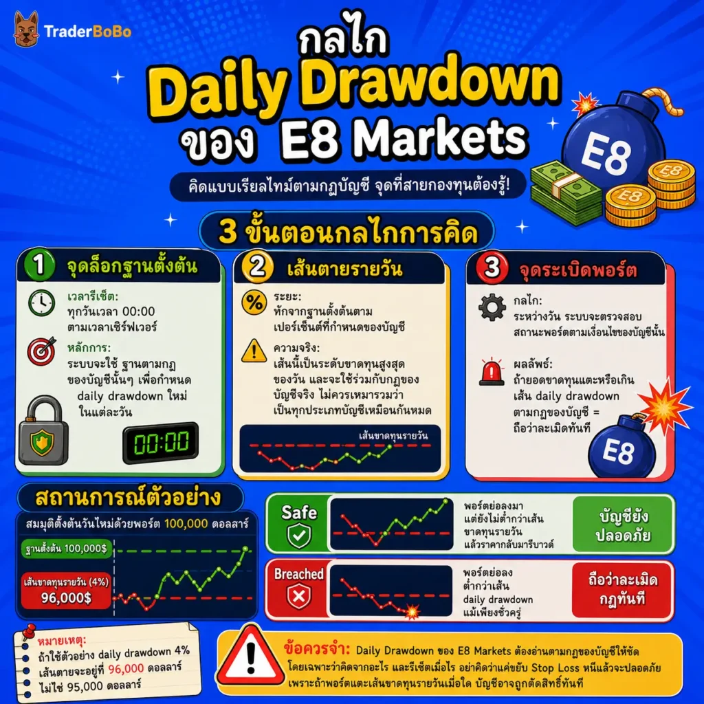 กลไก daily drawdown E8 Funding กลไก daily drawdown E8 Funding