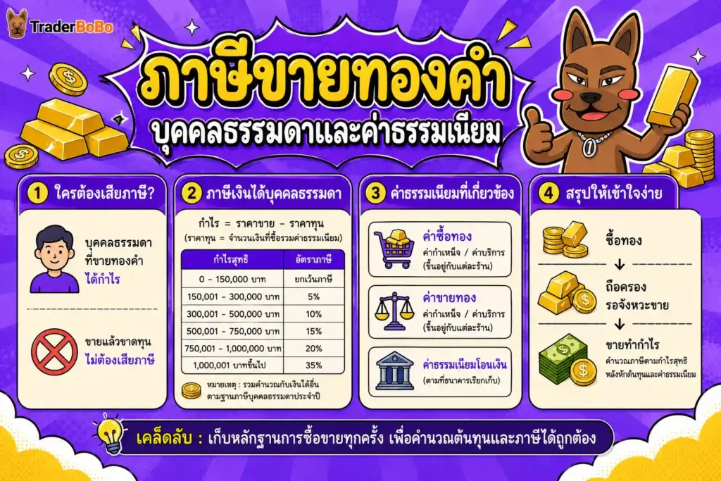 สรุปเรื่องภาษีทองคำและภาษีขายทองสำหรับบุคคลธรรมดา สรุปเรื่องภาษีทองคำและภาษีขายทองสำหรับบุคคลธรรมดา