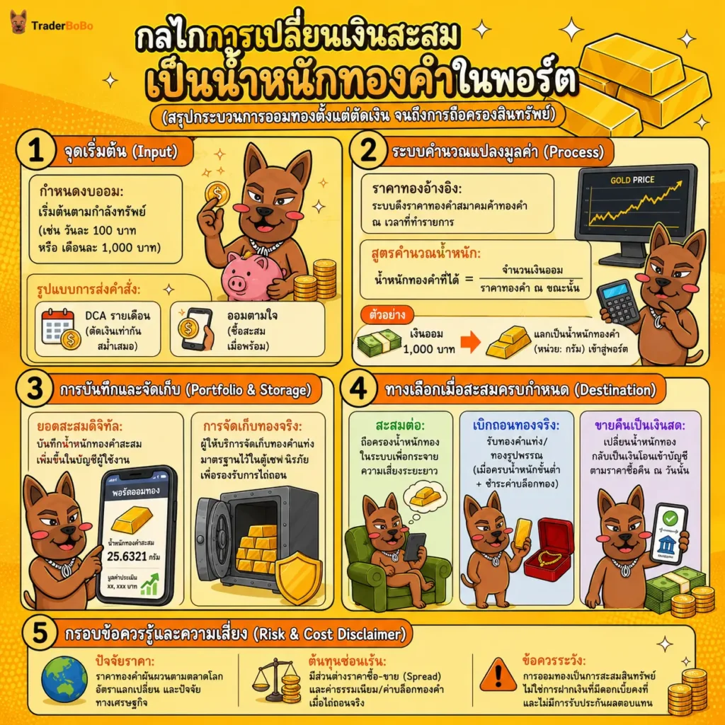 กลไกการทำงานของวิธีออมทองและการสะสมน้ำหนักทองคำ กลไกการทำงานของวิธีออมทองและการสะสมน้ำหนักทองคำ