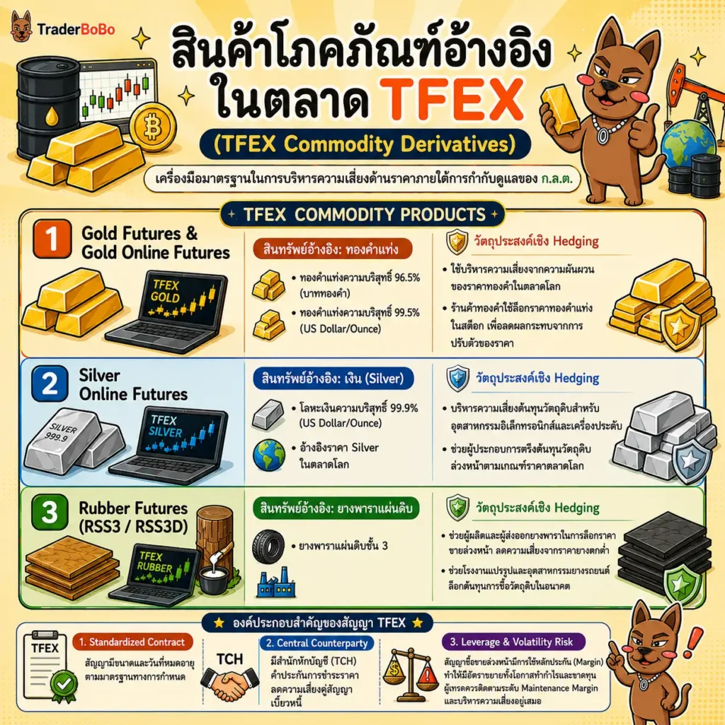 ภาพรวมสินค้าโภคภัณฑ์อ้างอิงในตลาด TFEX ประเทศไทย ภาพรวมสินค้าโภคภัณฑ์อ้างอิงในตลาด TFEX ประเทศไทย