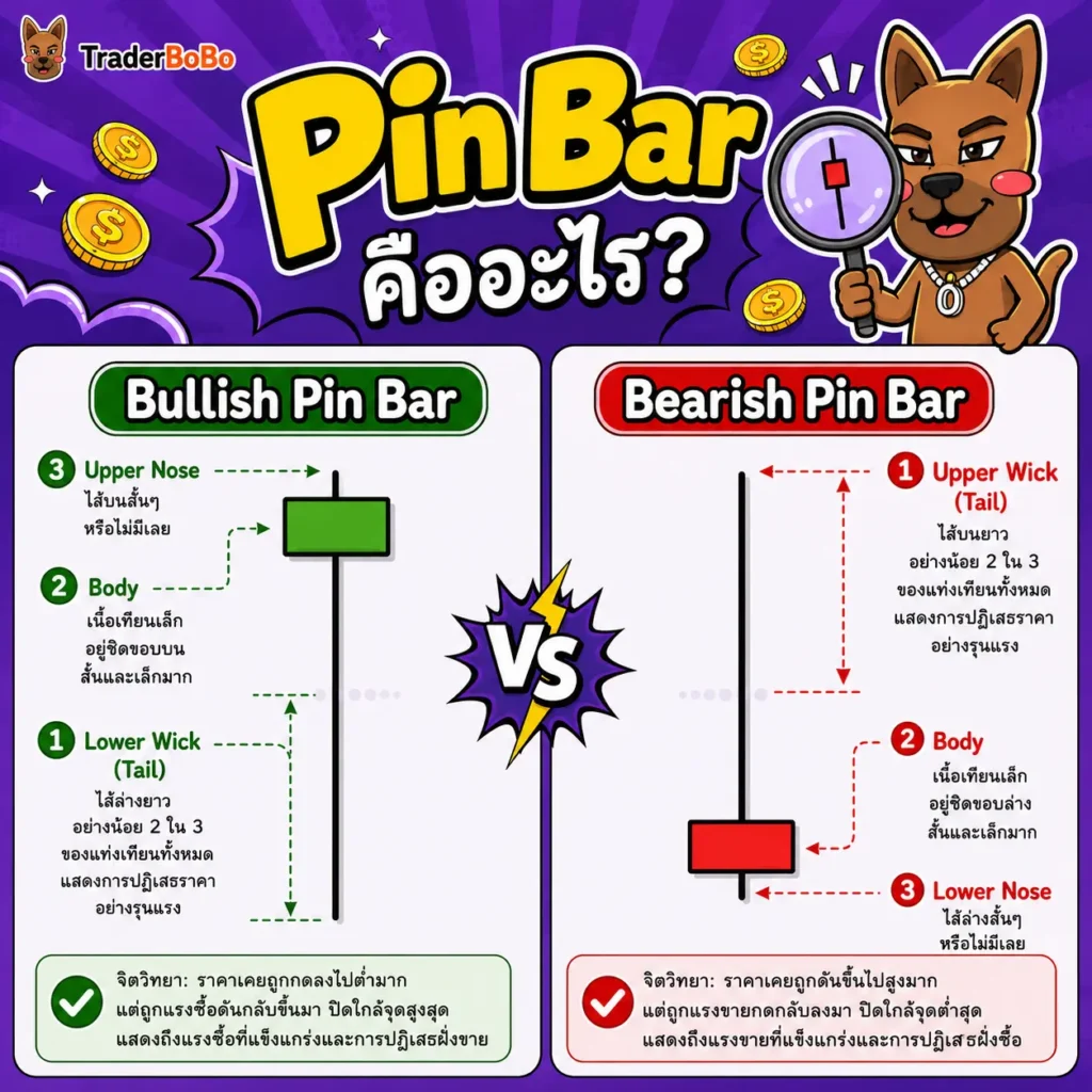 Pin Bar คืออะไร และโครงสร้างแท่งเทียน Pin Bar ที่ควรรู้ Pin Bar คืออะไร และโครงสร้างแท่งเทียน Pin Bar ที่ควรรู้