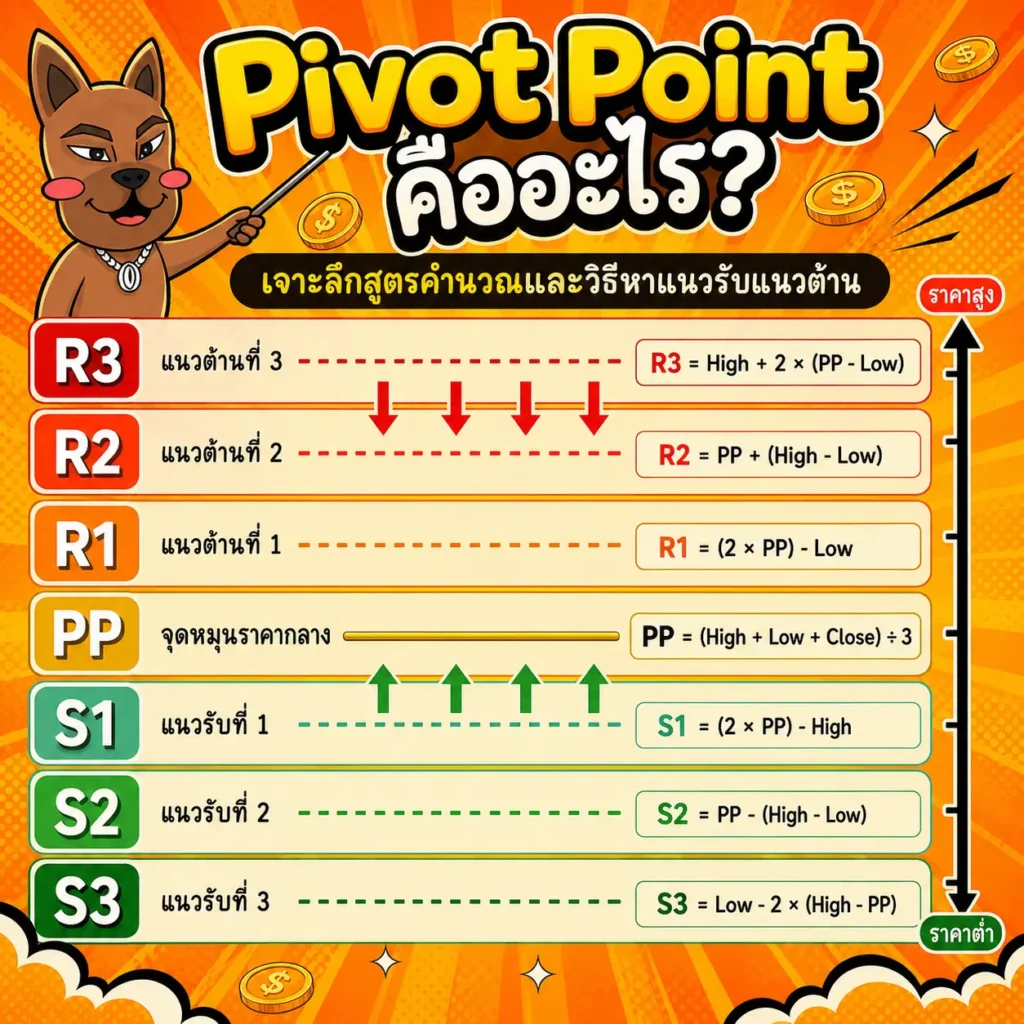 โครงสร้างเส้นแนวรับแนวต้าน Pivot Point มาตรฐาน