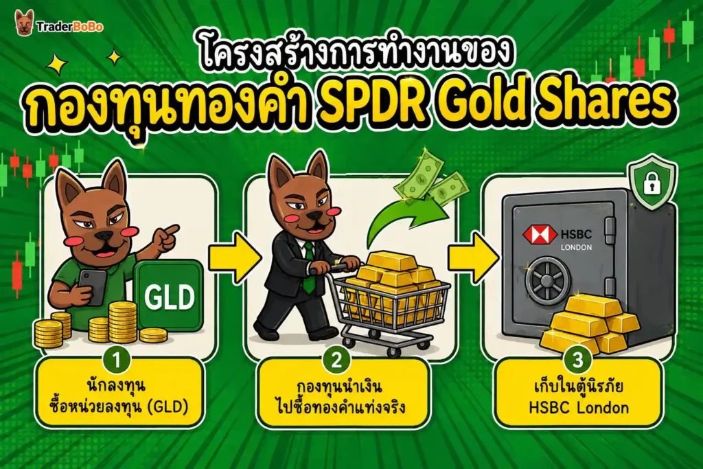 โครงสร้างการทำงานของกองทุนทองคำ SPDR Gold Shares โครงสร้างการทำงานของกองทุนทองคำ SPDR Gold Shares