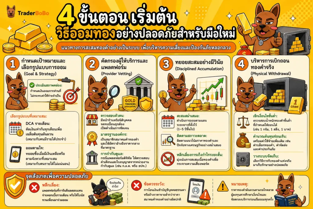 ขั้นตอนการเริ่มต้นออมทองคำสำหรับมือใหม่ ขั้นตอนการเริ่มต้นออมทองคำสำหรับมือใหม่