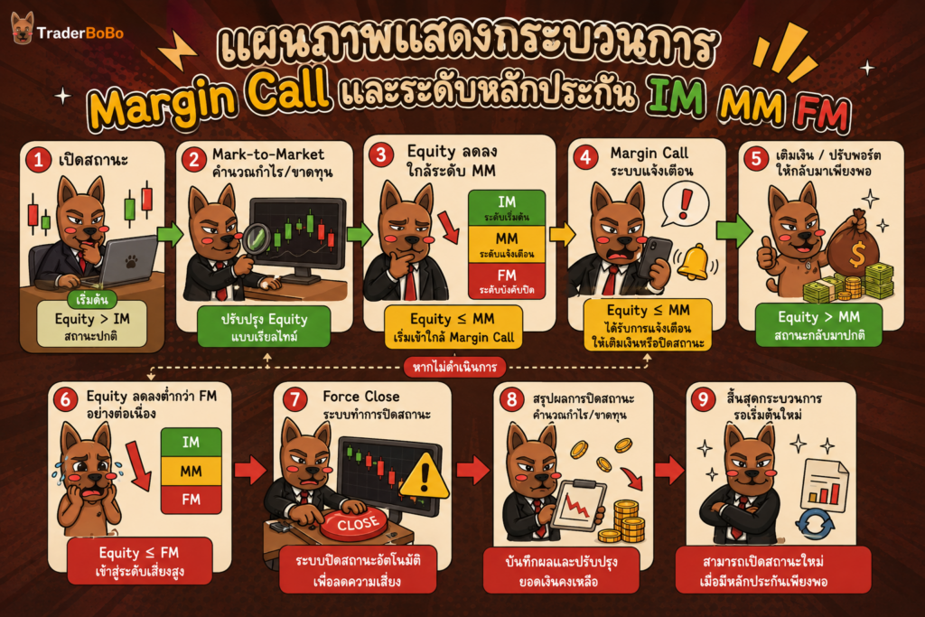 แผนภาพแสดงกระบวนการ Margin Call และระดับหลักประกัน แผนภาพแสดงกระบวนการ Margin Call และระดับหลักประกัน