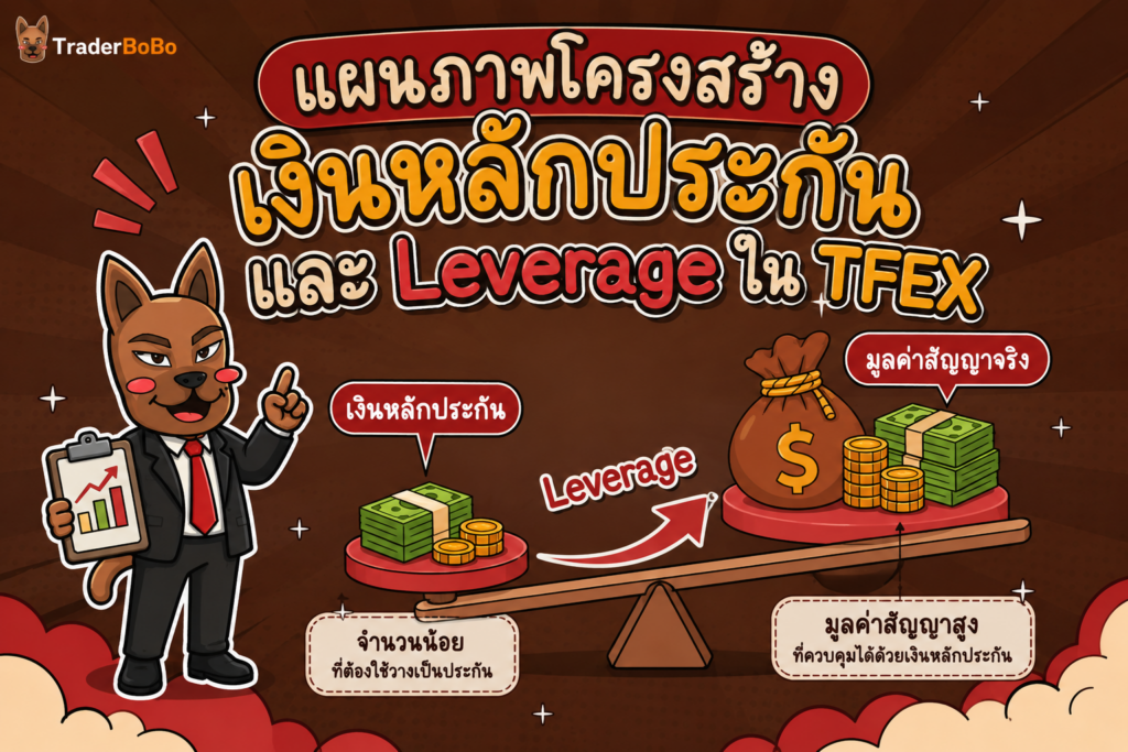 แผนภาพโครงสร้างเงินหลักประกันและ Leverage ใน TFEX แผนภาพโครงสร้างเงินหลักประกันและ Leverage ใน TFEX