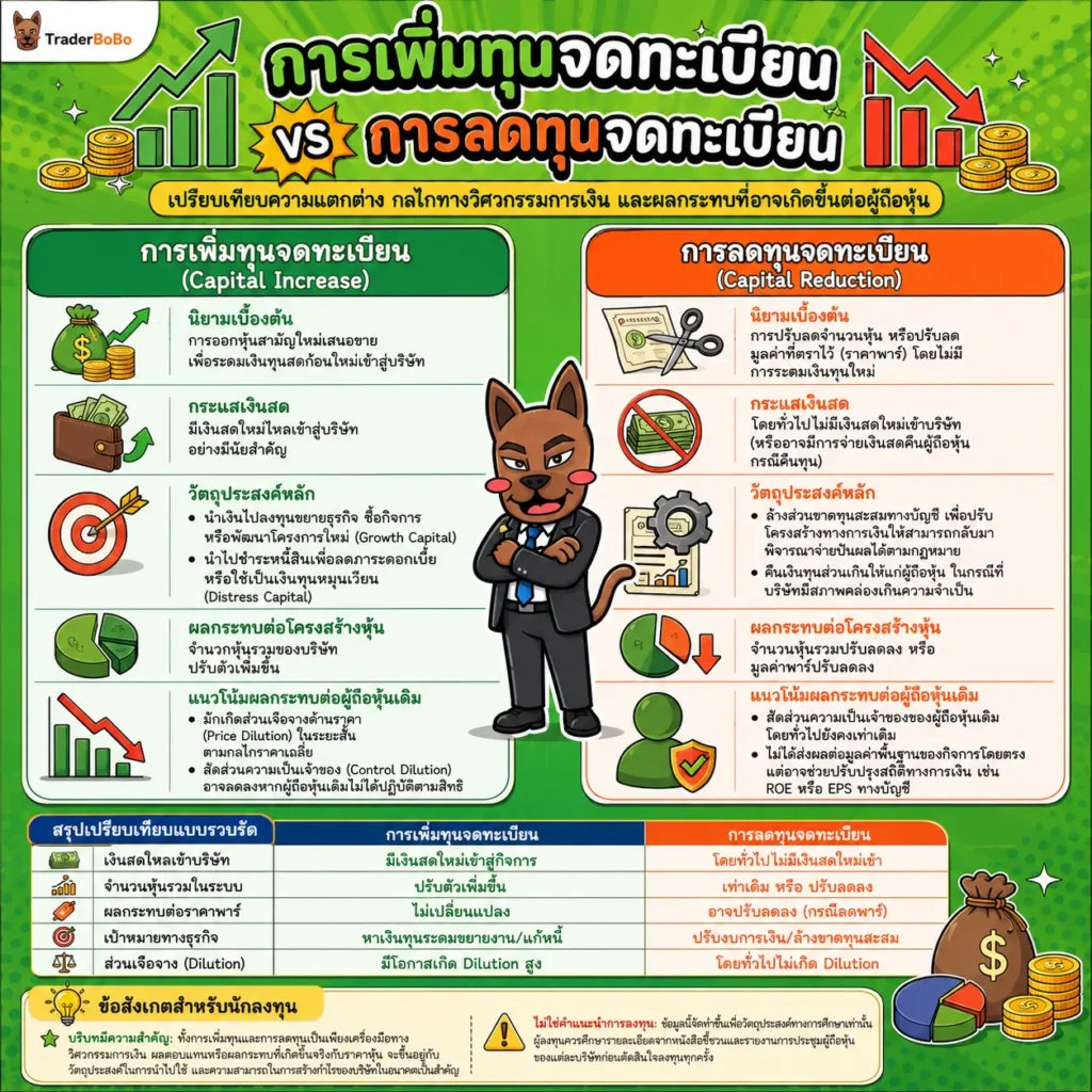 การเพิ่มทุนจดทะเบียน vs การลดทุนจดทะเบียน ต่างกันอย่างไร? การเพิ่มทุนจดทะเบียน vs การลดทุนจดทะเบียน ต่างกันอย่างไร?