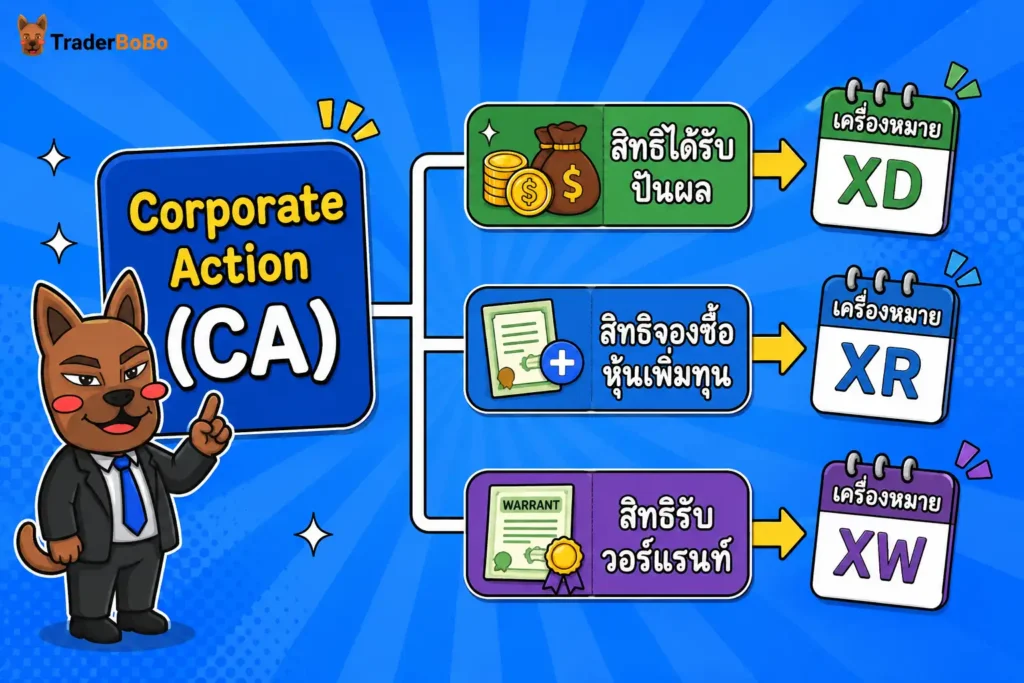 ตารางแสดงสิทธิได้รับปันผลของหุ้นขึ้น CA