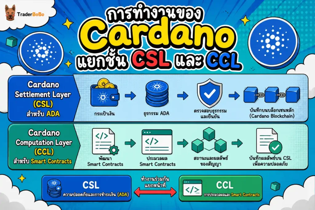 โครงสร้างการทำงานของ Cardano แยกชั้น CSL และ CCL