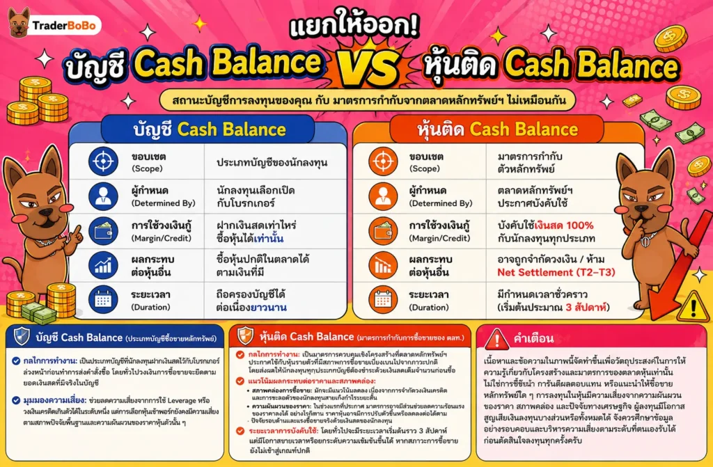 แผนภาพเปรียบเทียบระหว่างบัญชี Cash Balance และ หุ้นติด Cash Balance แผนภาพเปรียบเทียบระหว่างบัญชี Cash Balance และ หุ้นติด Cash Balance