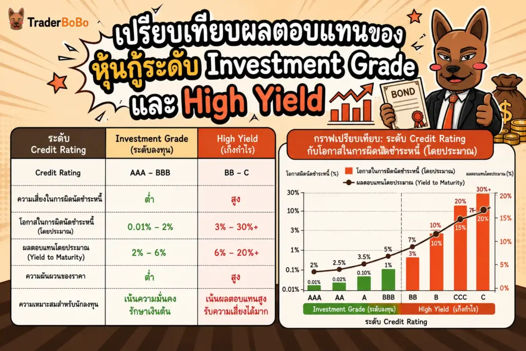 การเปรียบเทียบความเสี่ยงและผลตอบแทนของหุ้นกู้ระดับ Investment Grade และ High Yield