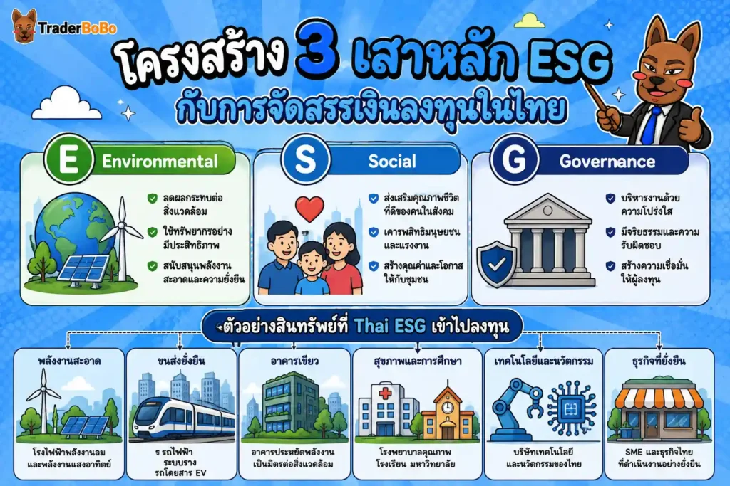 โครงสร้าง 3 เสาหลัก ESG กับการจัดสรรเงินลงทุนในไทย
