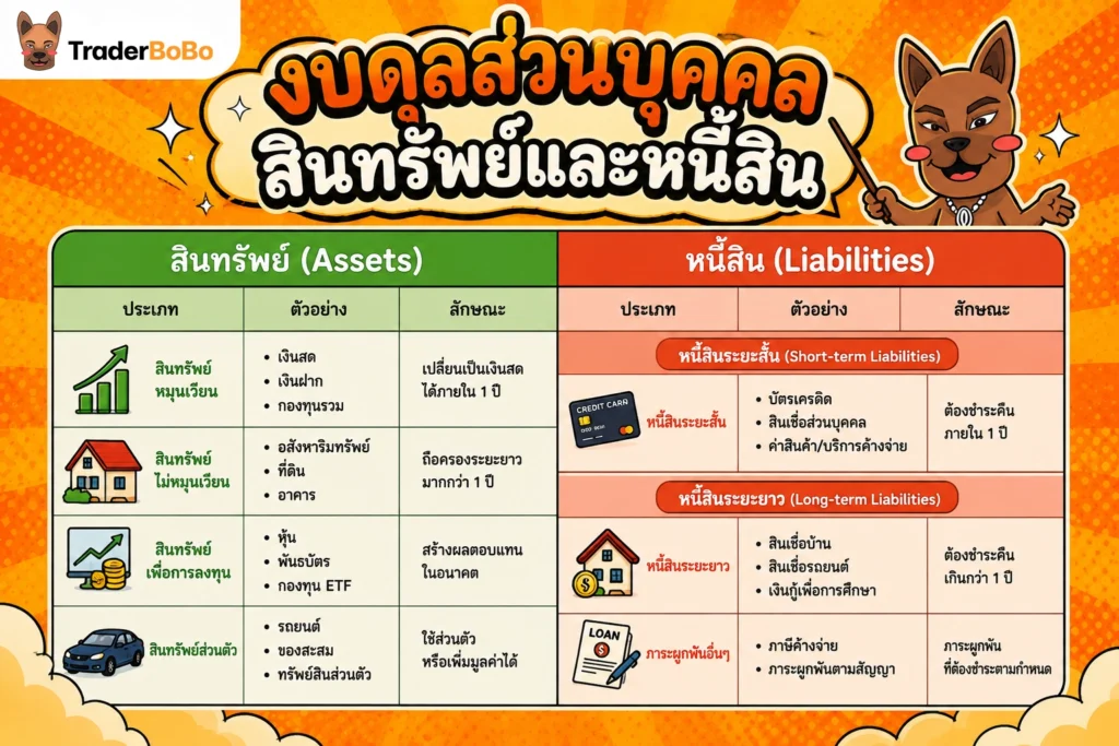 โครงสร้างงบดุลส่วนบุคคล สินทรัพย์และหนี้สิน