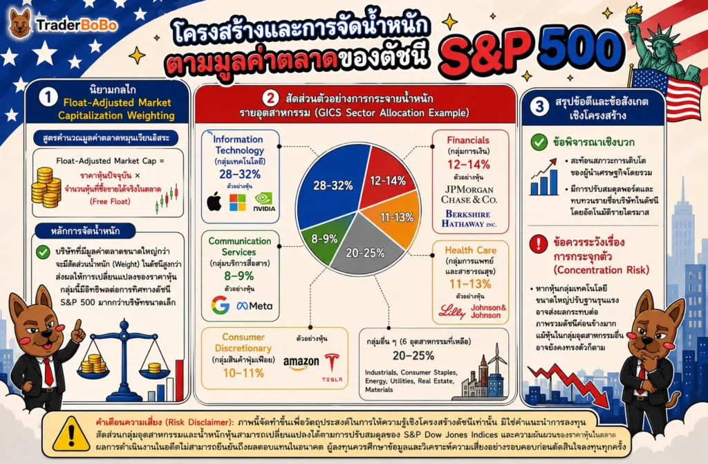 โครงสร้างและการจัดน้ำหนักตามมูลค่าตลาดของดัชนี S&P 500