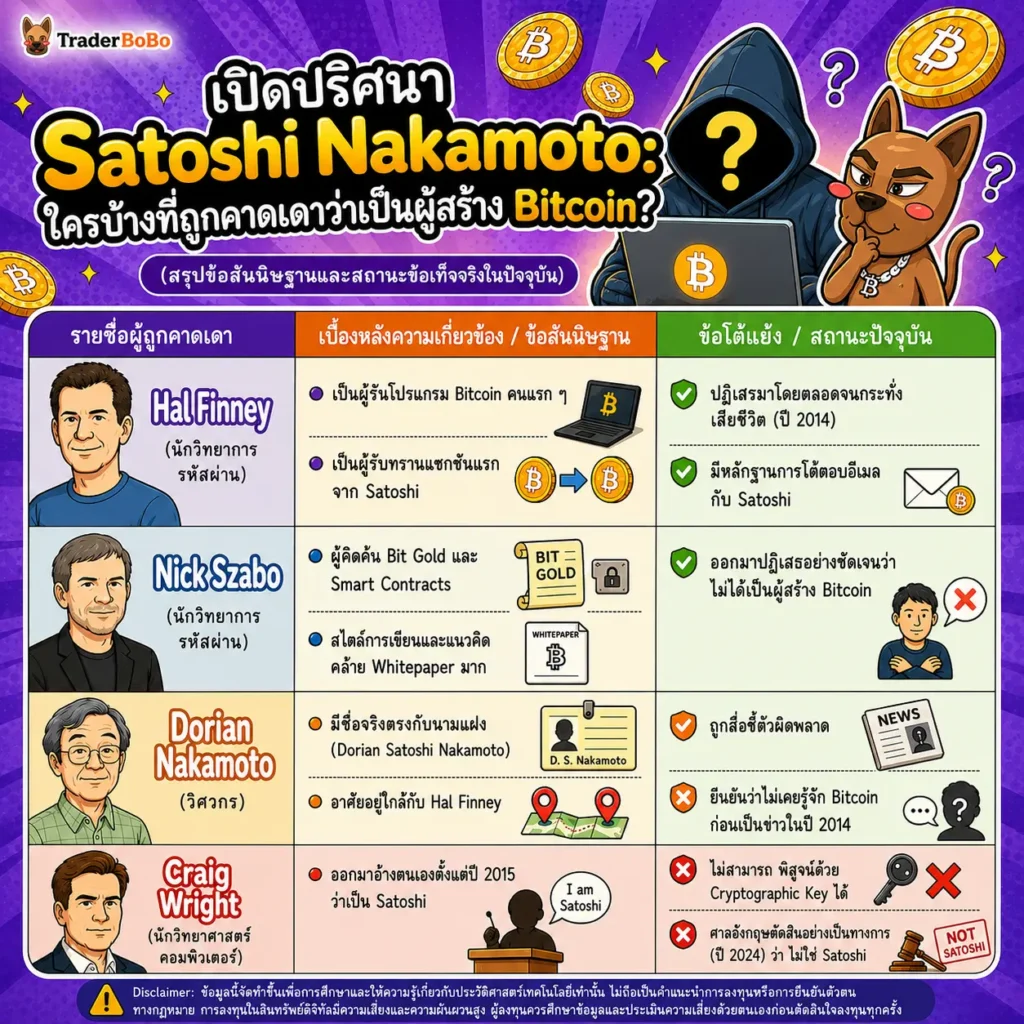 บุคคลที่ถูกสงสัยว่าเป็น Satoshi Nakamoto ผู้สร้างบิทคอยน์