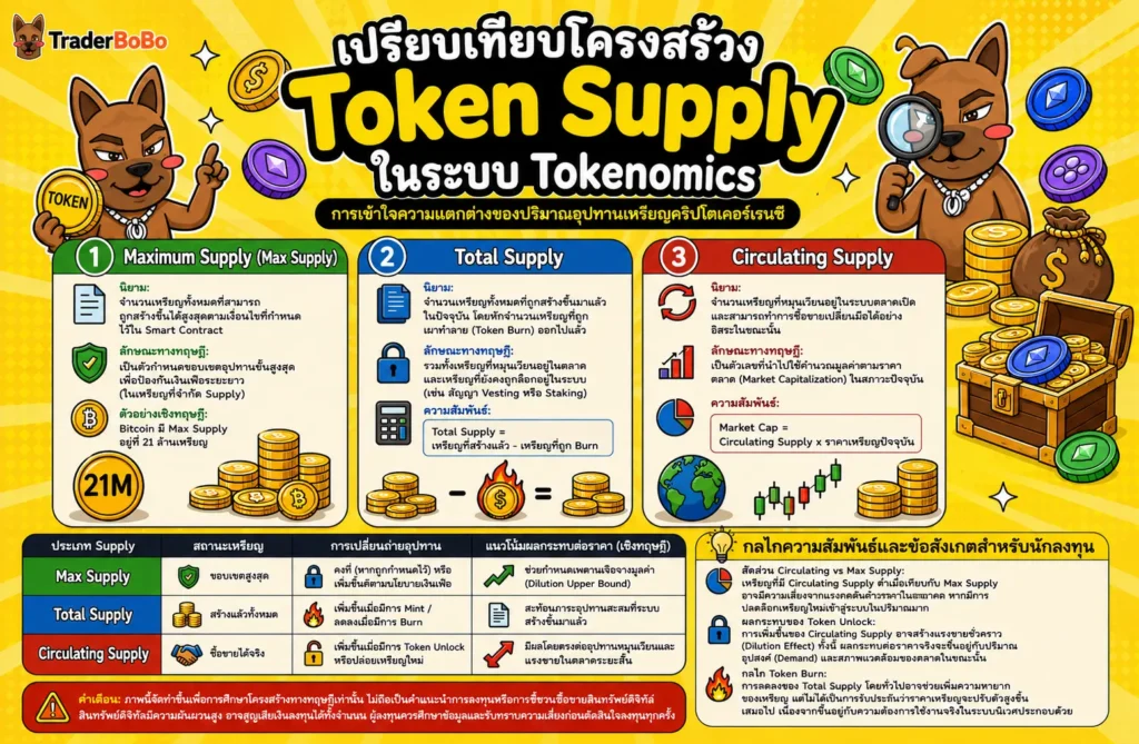โครงสร้างประเภท Token Supply ในระบบ Tokenomics