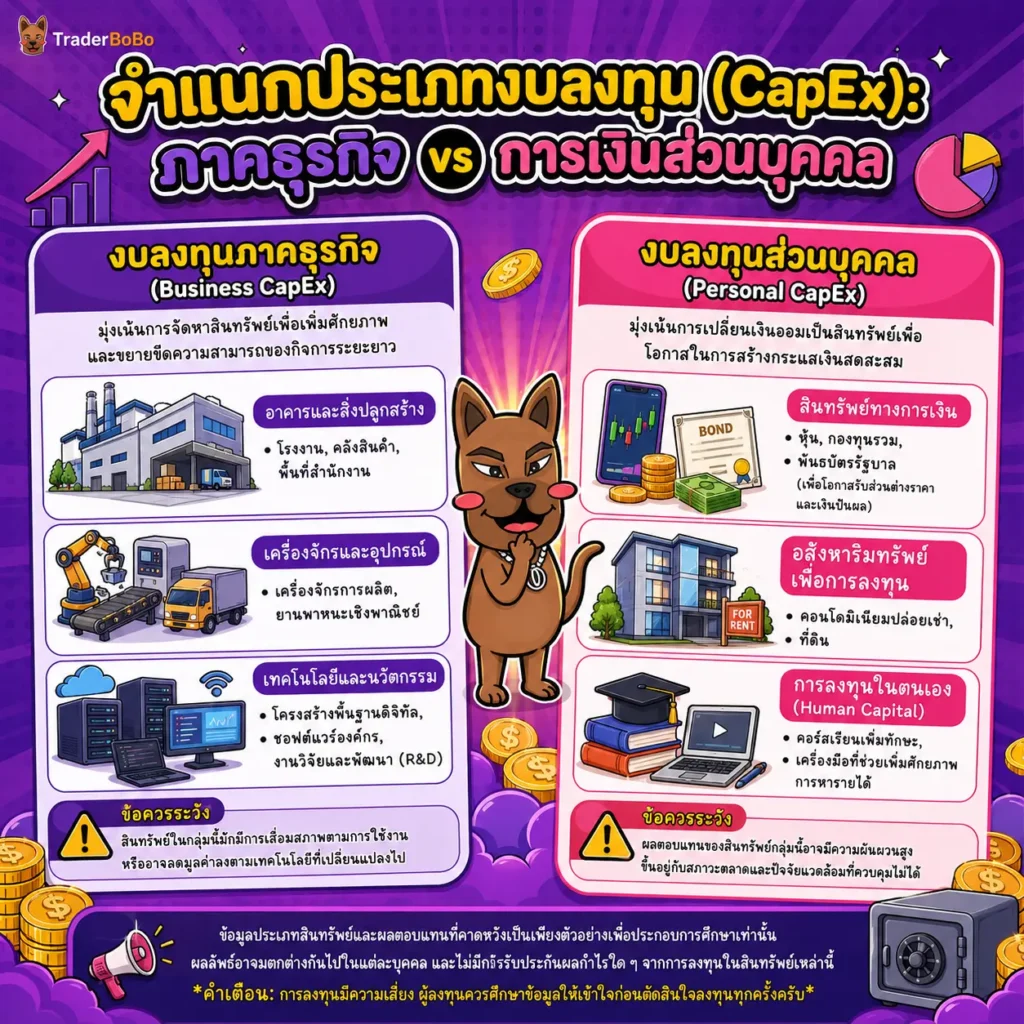 งประเภทงบลงทุน สินทรัพย์ถาวร และสินทรัพย์ทางการเงิน