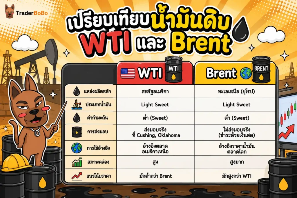 เปรียบเทียบน้ำมันดิบ WTI และ Brent ในการลงทุนกองทุนน้ำมัน เปรียบเทียบน้ำมันดิบ WTI และ Brent ในการลงทุนกองทุนน้ำมัน