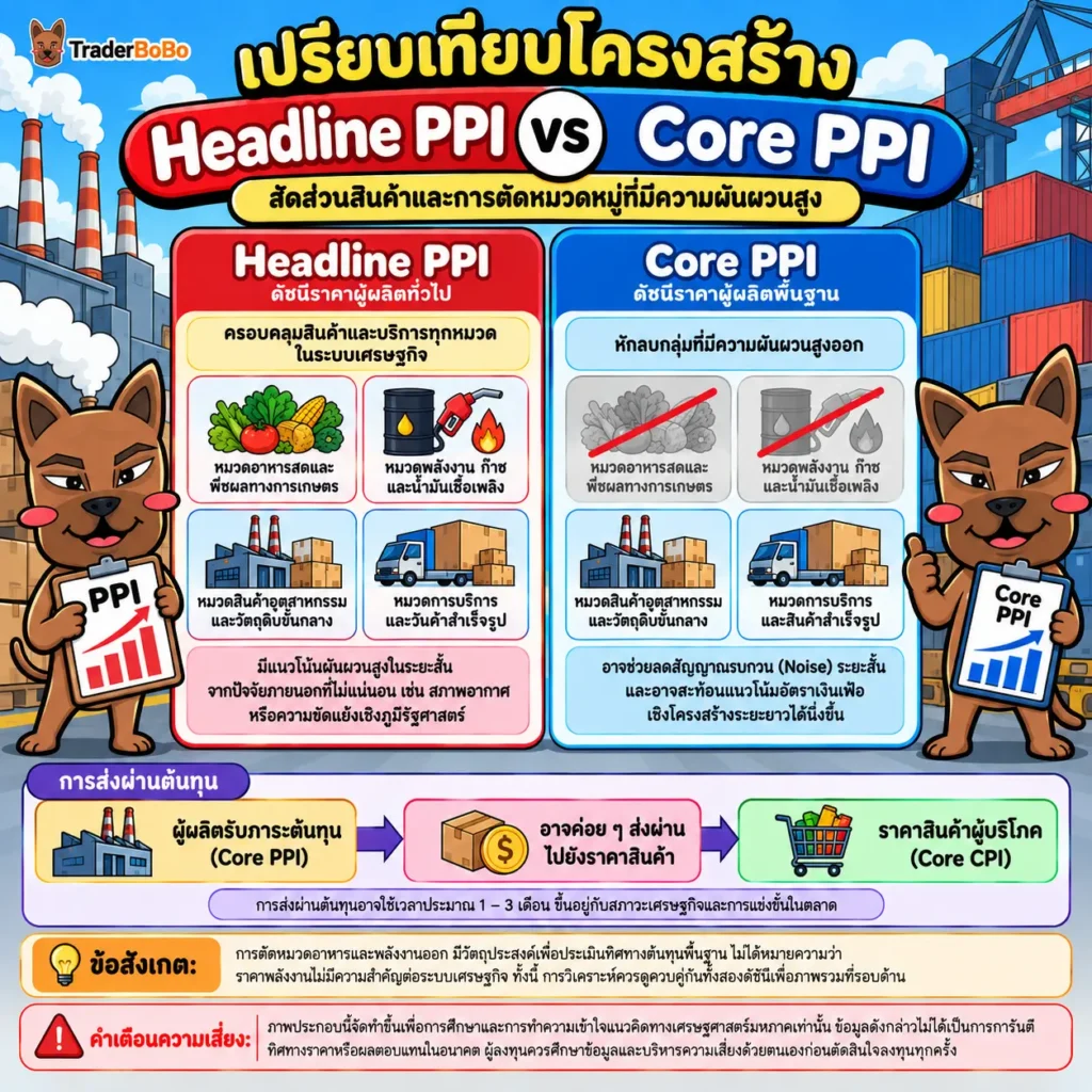 โครงสร้างการตัดหมวดอาหารและพลังงานออกจาก Core PPI โครงสร้างการตัดหมวดอาหารและพลังงานออกจาก Core PPI