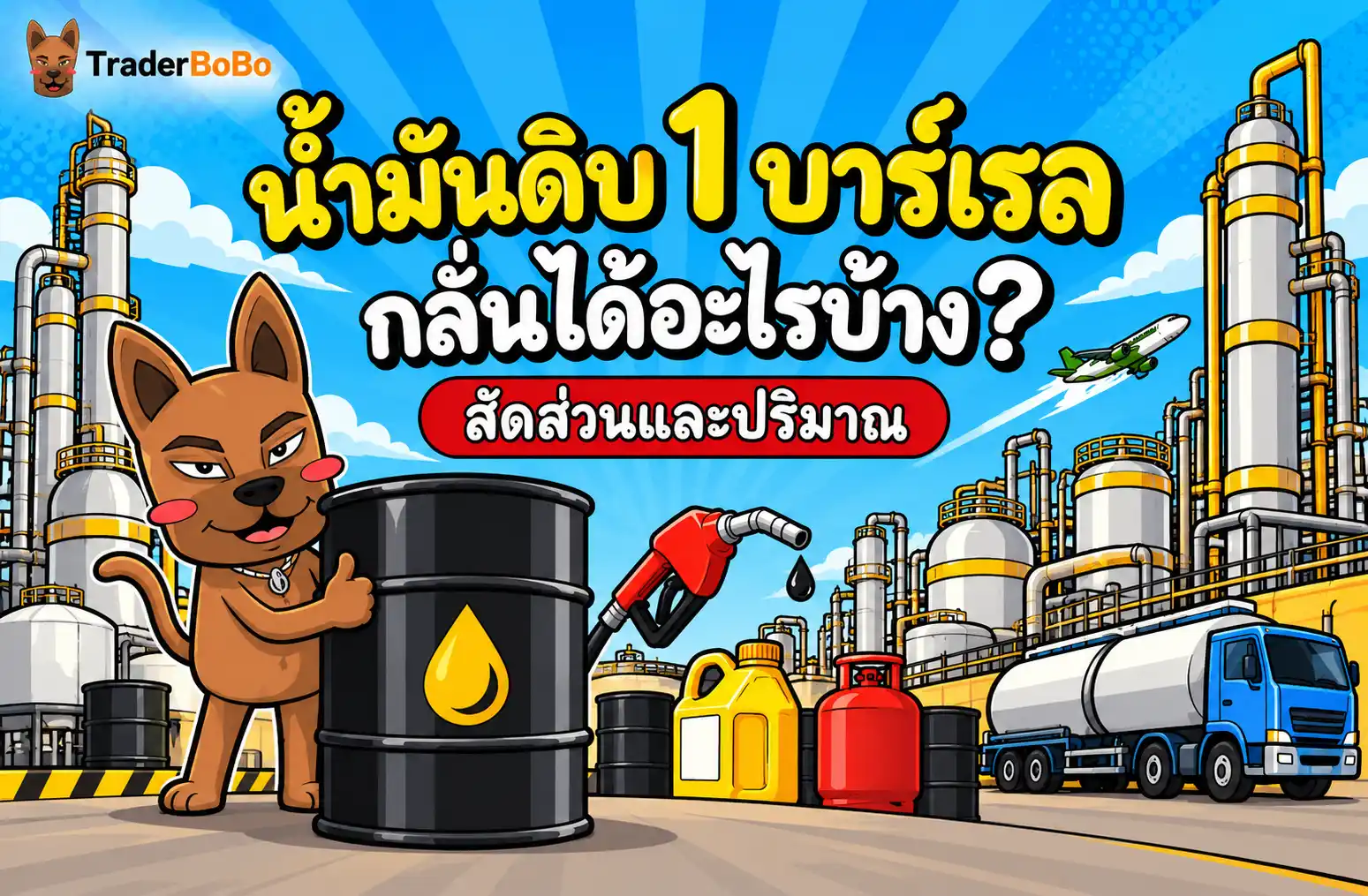 น้ำมันดิบ 1 บาร์เรล กลั่นได้อะไรบ้าง? สัดส่วนและปริมาณ