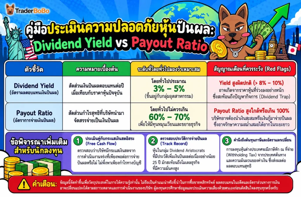 เปรียบเทียบความหมายและระดับที่ปลอดภัยของ Dividend Yield กับ Payout Ratio