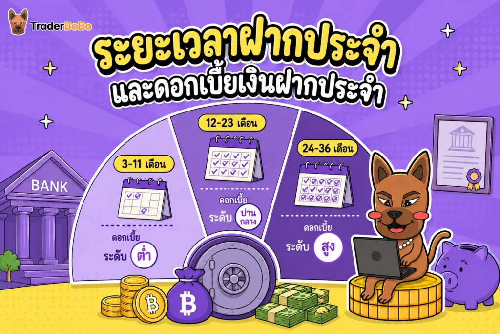 ตารางเปรียบเทียบระยะเวลาฝากประจำและดอกเบี้ยเงินฝากประจำ