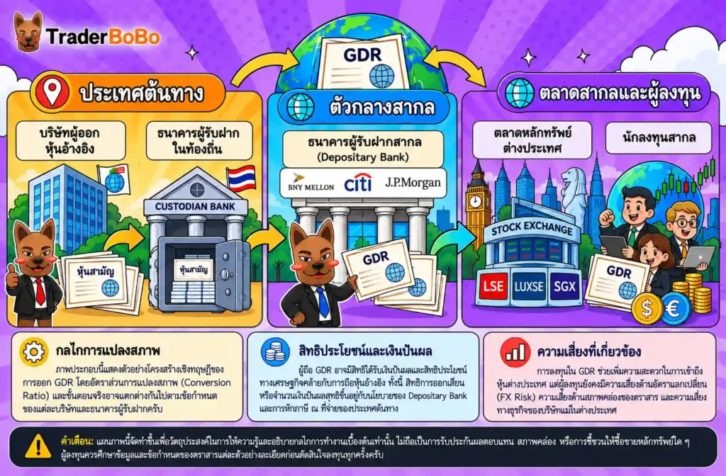 โครงสร้างการทำงานของ GDR และ Depositary Bank โครงสร้างการทำงานของ GDR และ Depositary Bank