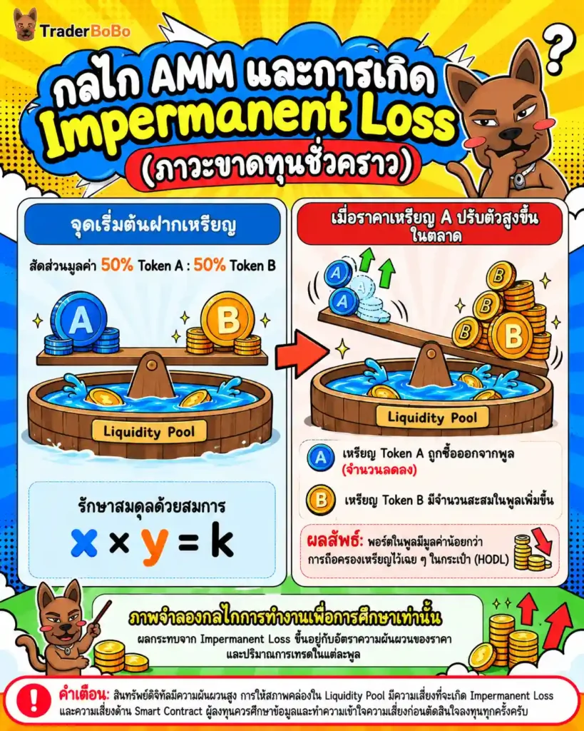 การทำงานของ AMM และการเกิด Impermanent Loss ใน Liquidity Pool การทำงานของ AMM และการเกิด Impermanent Loss ใน Liquidity Pool
