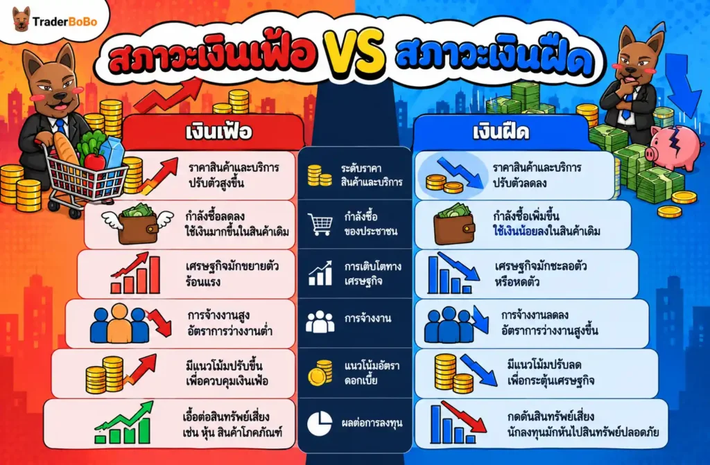 แผนภูมิเปรียบเทียบสภาวะเงินเฟ้อและเงินฝืด แผนภูมิเปรียบเทียบสภาวะเงินเฟ้อและเงินฝืด