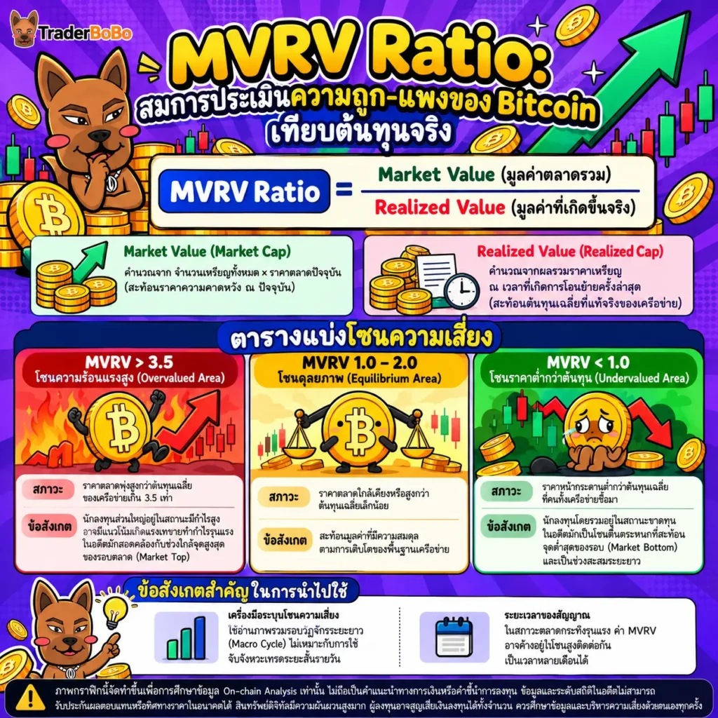 สูตรคำนวณอัตราส่วน MVRV Ratio