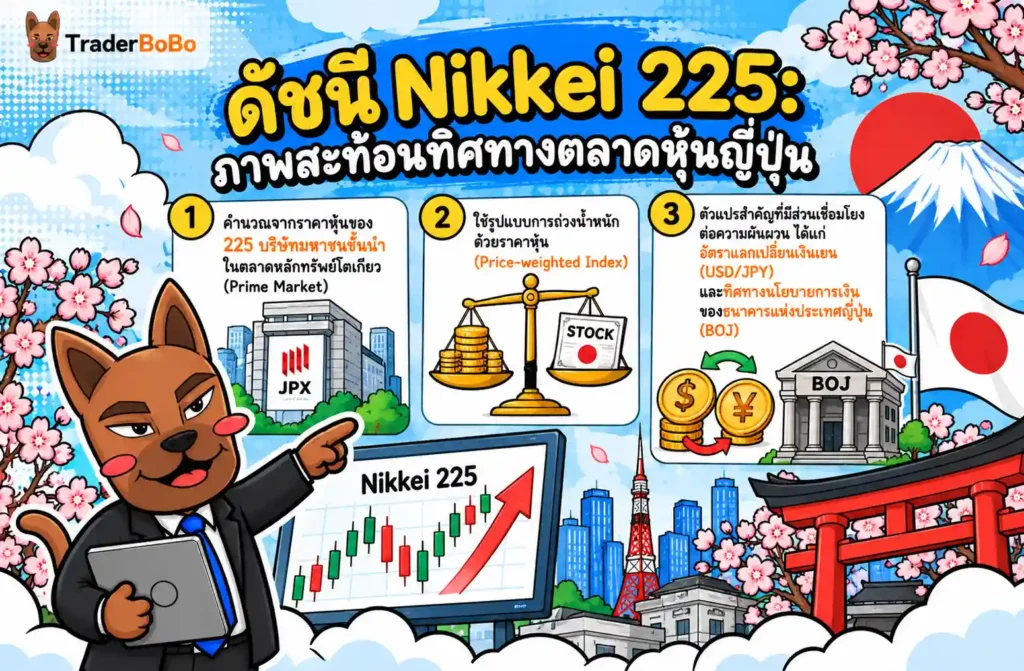 ภาพรวมดัชนี Nikkei 225 และตลาดหลักทรัพย์โตเกียว