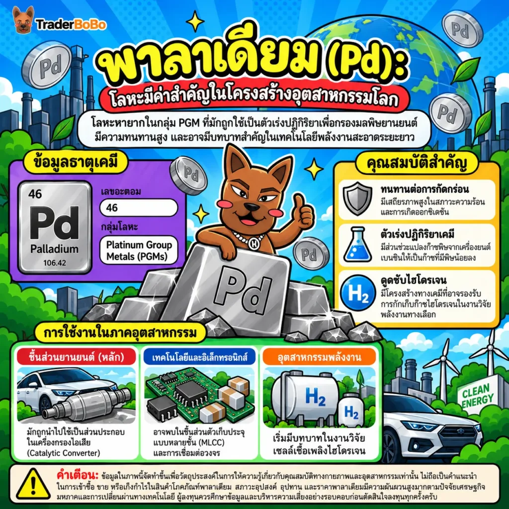 คุณสมบัติทางกายภาพของพาลาเดียมและการจัดกลุ่มโลหะมีค่า