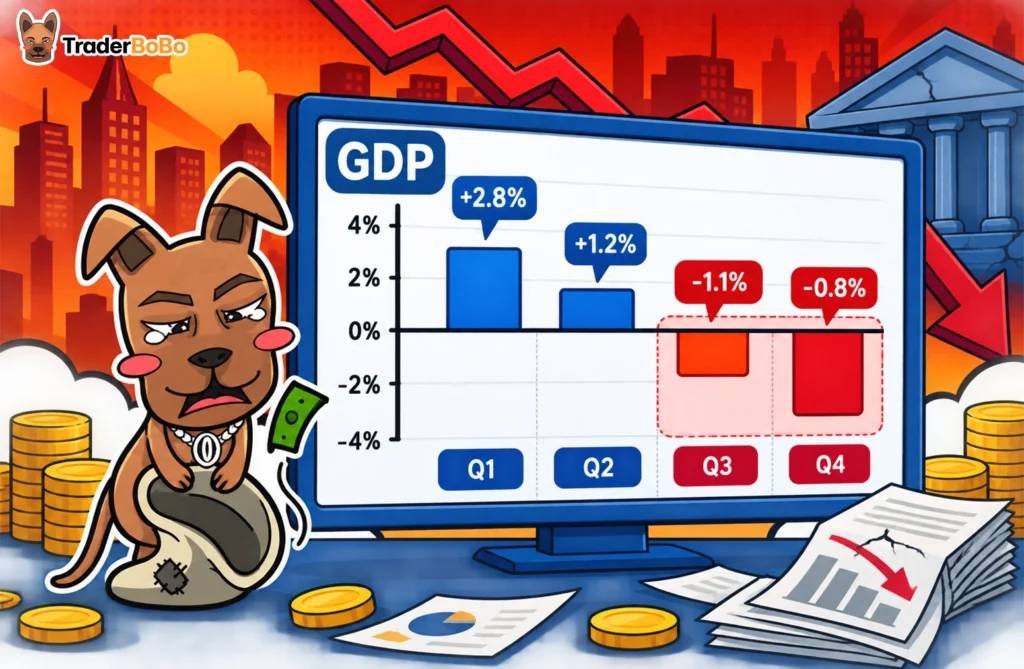 กราฟเปรียบเทียบ GDP ติดลบ 2 ไตรมาสติดต่อกัน ซึ่งเป็นนิยามของ Recession กราฟเปรียบเทียบ GDP ติดลบ 2 ไตรมาสติดต่อกัน ซึ่งเป็นนิยามของ Recession