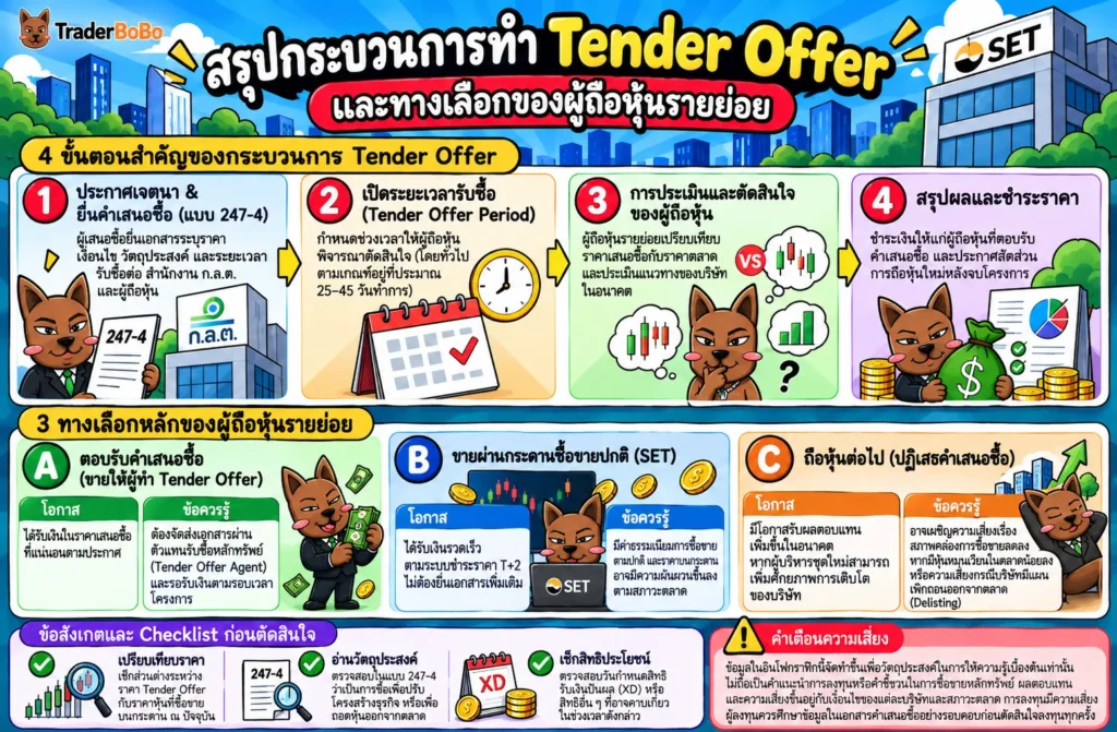 สรุปกระบวนการทำ Tender Offer และทางเลือกของผู้ถือหุ้นรายย่อย