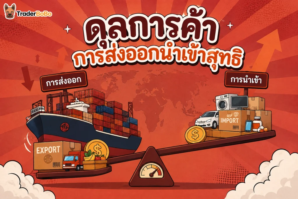 แผนภูมิแสดงโครงสร้างเกินดุลการค้าการส่งออกนำเข้าสุทธิ