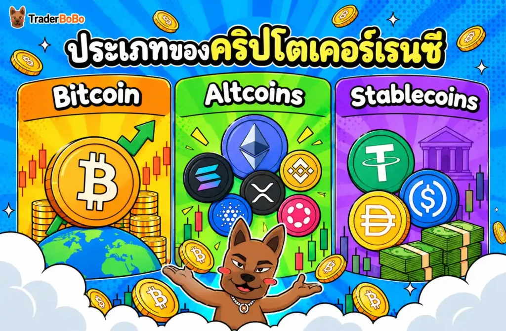 ประเภทของคริปโตเคอร์เรนซี Bitcoin Altcoins และ Stablecoins ประเภทของคริปโตเคอร์เรนซี Bitcoin Altcoins และ Stablecoins