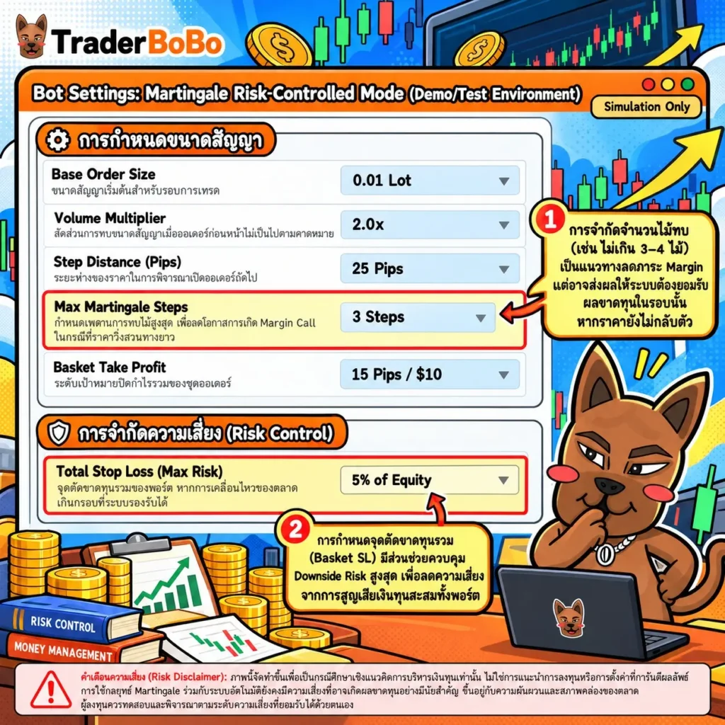 การตั้งค่า Algo Trading สำหรับ Martingale Strategy พร้อมการจำกัดความเสี่ยง