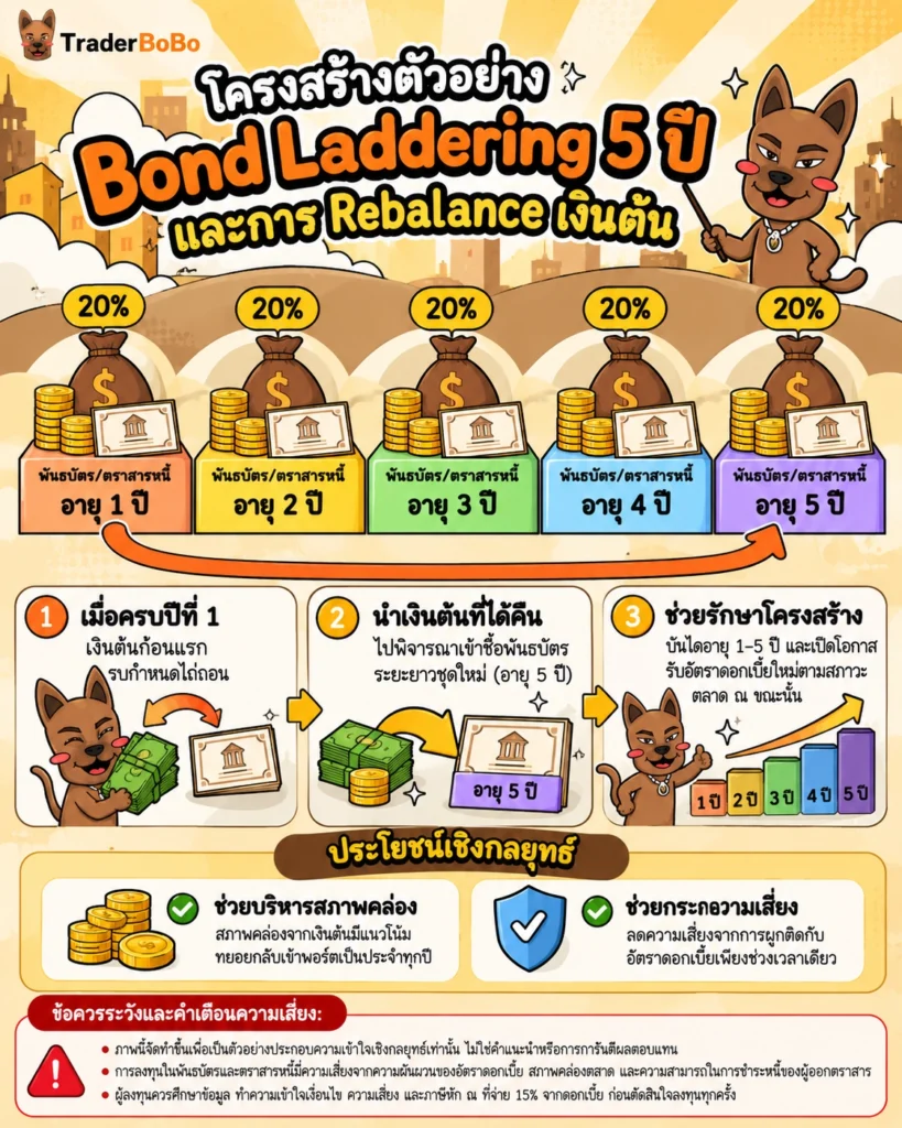 โครงสร้างการทำงานของ Bond Laddering และการหมุนเวียนเงินต้นเมื่อครบกำหนด