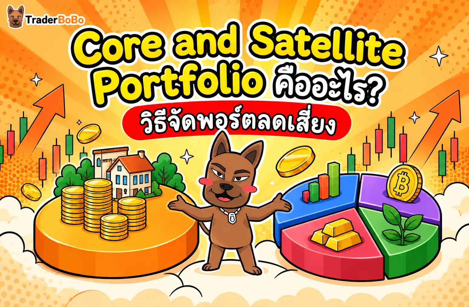 แผนภาพแสดงโครงสร้าง Core and Satellite Portfolio แบ่งสัดส่วนส่วนหลักและส่วนเสริม
