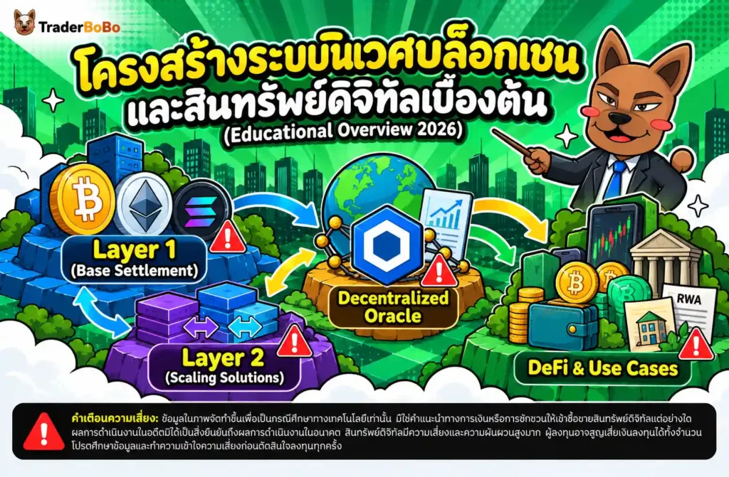 แผนภาพโครงสร้างพื้นฐานและระบบนิเวศของเหรียญคริปโตที่น่าลงทุน 2026