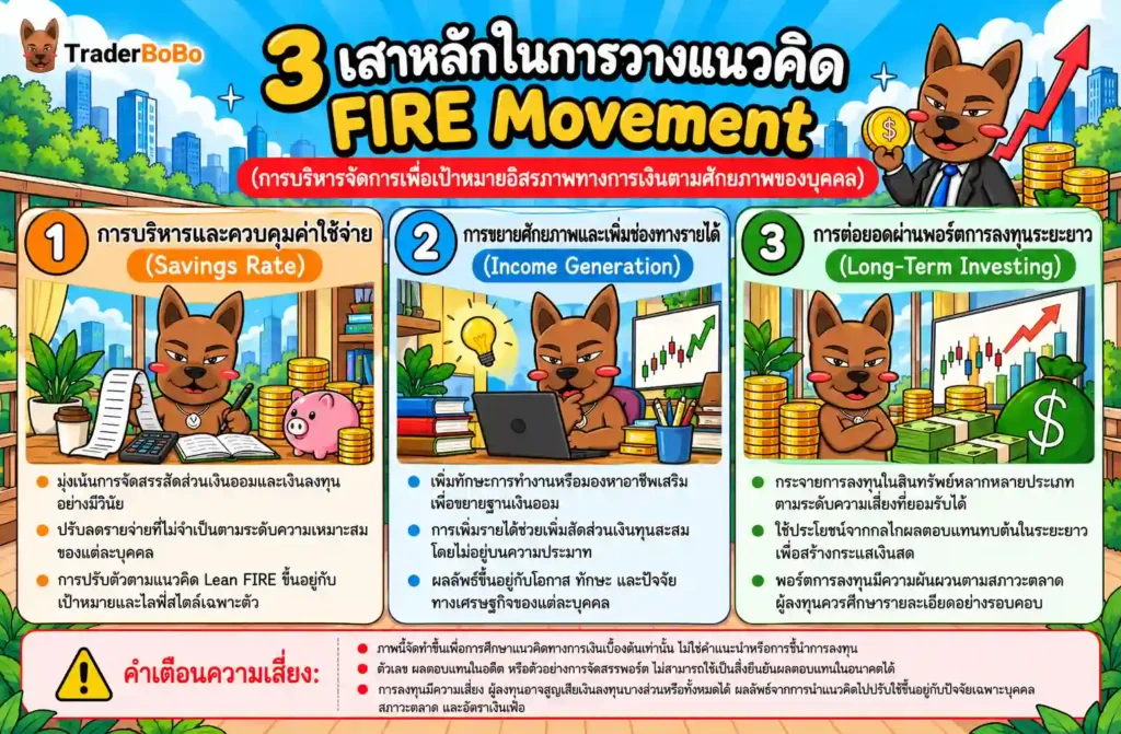 โครงสร้างหลัก 3 ด้านของ FIRE Movement ประหยัด เพิ่มรายได้ ลงทุน โครงสร้างหลัก 3 ด้านของ FIRE Movement ประหยัด เพิ่มรายได้ ลงทุน