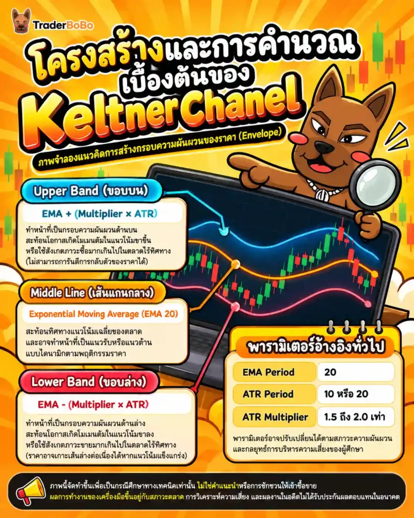 องค์ประกอบของเส้น Keltner Channel และสูตรคำนวณ ATR Multiplier องค์ประกอบของเส้น Keltner Channel และสูตรคำนวณ ATR Multiplier