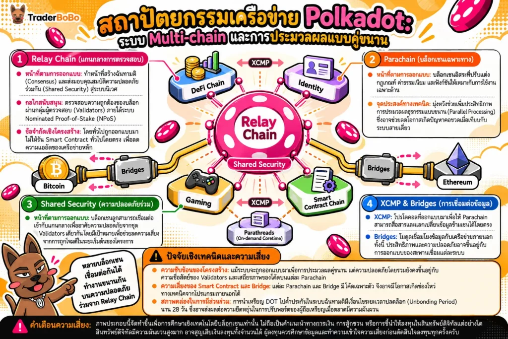 แผนภาพสถาปัตยกรรมบล็อกเชน Polkadot Network แผนภาพสถาปัตยกรรมบล็อกเชน Polkadot Network